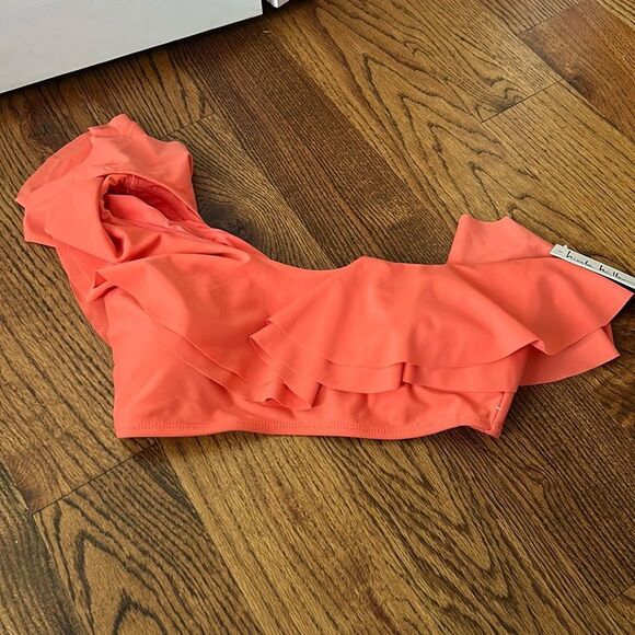 Nicole Miller Bandeau Ruffle One Shoulder Bikini Top New with Tags - Picture 1 of 5